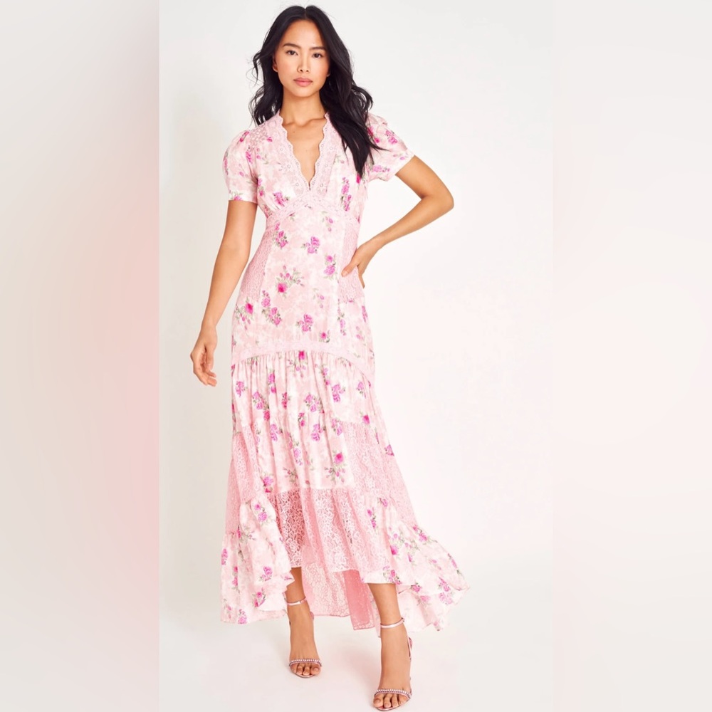 Love Shack Fancy Tink Silk Maxi Dress pink